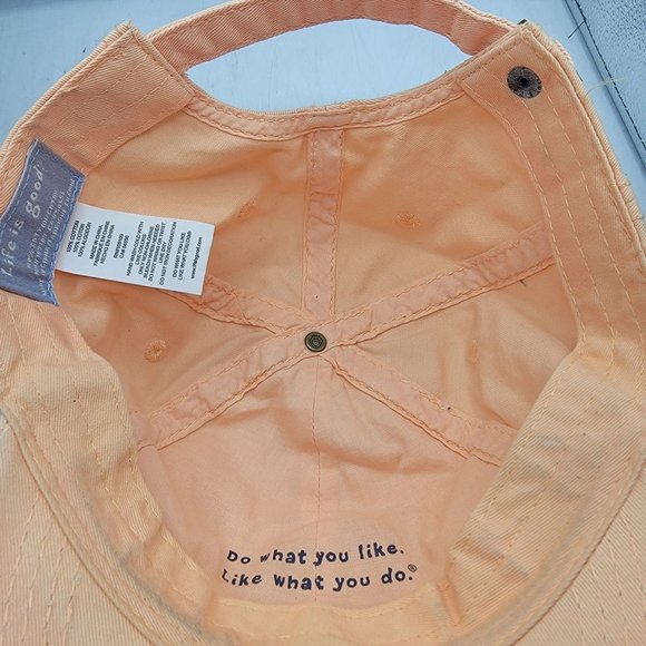 Life Is Good Take Your Sweet Time Adults Peach Orange Hat Cap Adjustable Comfort - Picture 7 of 9